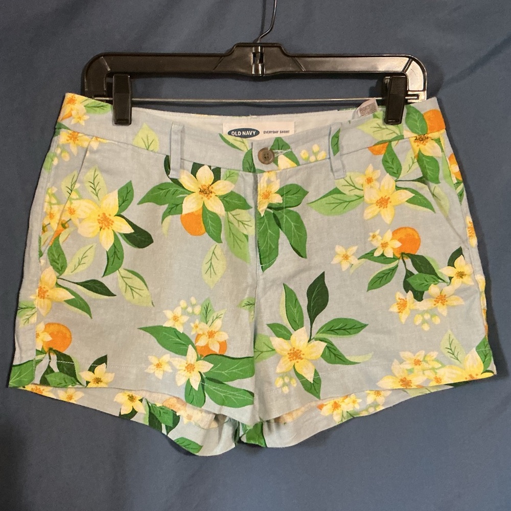 Old Navy Floral Print Women's Shorts - Green and Yellow